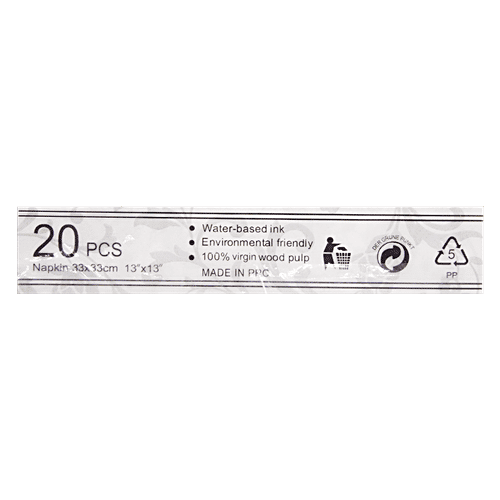 BB Home Paper Napkins - Grey Print, 20 Pulls  