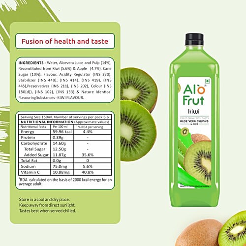 Alo Frut Kiwi Juice With Aloe Vera, 1.1 L Rich Source of Vitamins, Minerals