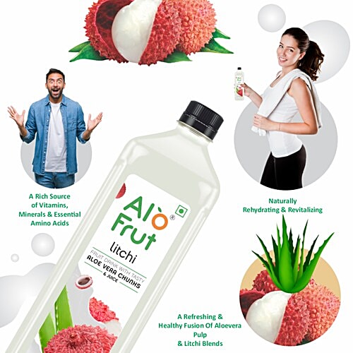 Alo Frut Litchi Juice With Aloe Vera, 1.1 L  Rich Source of Vitamins, Minerals