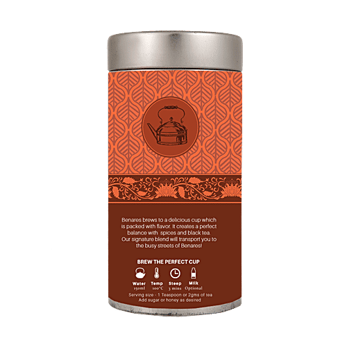 Karma Kettle Benares Authentic Indian Masala Chai - Loose Leaf, 100 g  No Fat