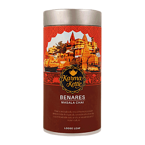Karma Kettle Benares Authentic Indian Masala Chai - Loose Leaf, 100 g  No Fat