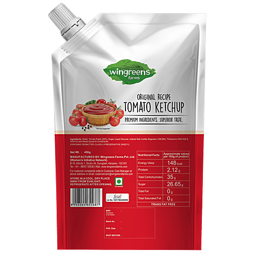 Wingreens Farms Original Recipe Tomato Ketchup Spread, 450 g  Trans Fat Free