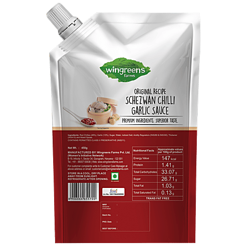 Wingreens Farms Original Recipe - Schezwan Chilli Garlic Sauce, 450 g  