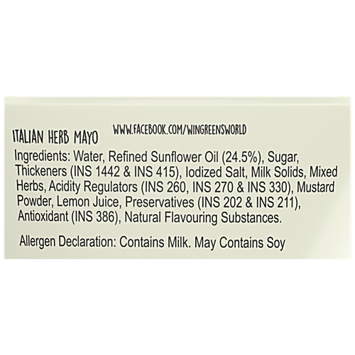 Wingreens Farms Italian Herb Mayo Dip & Spread, 180 g  Trans Fat Free