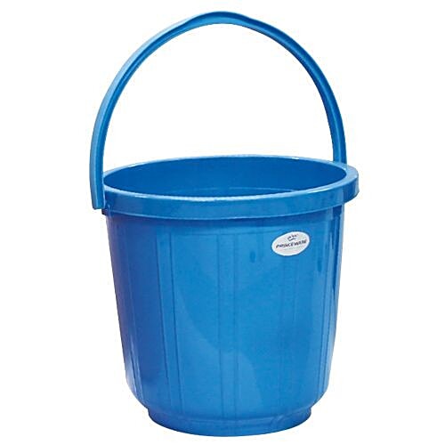 Princeware Bathing/Cleaning Bucket - With Plastic Handle, Blue, L1136PH-LT BL, 16 L  