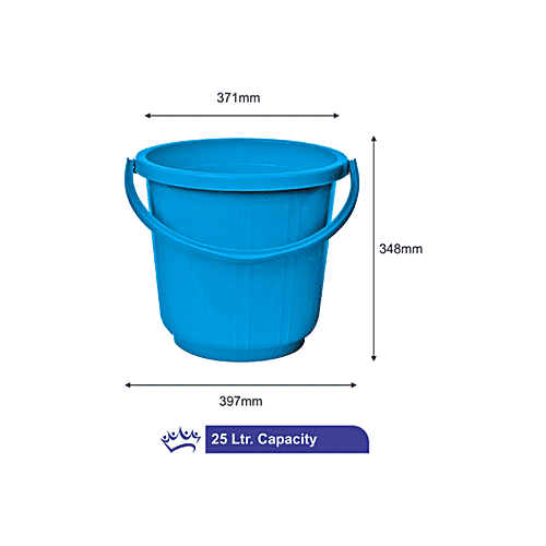 Princeware Plastic Bucket - For Bathing/Cleaning, With Handle, Blue, L1145PH-LT, 25 L  Stylish
