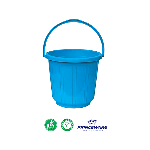 Princeware Plastic Bucket - For Bathing/Cleaning, With Handle, Blue, L1145PH-LT, 25 L  Stylish