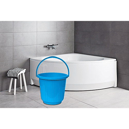 Princeware Plastic Bucket - For Bathing/Cleaning, With Handle, Blue, L1145PH-LT, 25 L  Stylish