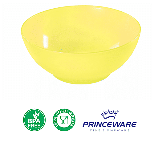 Princeware Microwaveable Plastic Multiutility Bowl - Yellow, New Coral, L2272 YL, 750 ml  