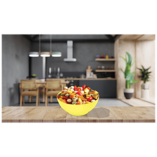 Princeware Microwaveable Plastic Multiutility Bowl - Yellow, New Coral, L2272 YL, 750 ml  