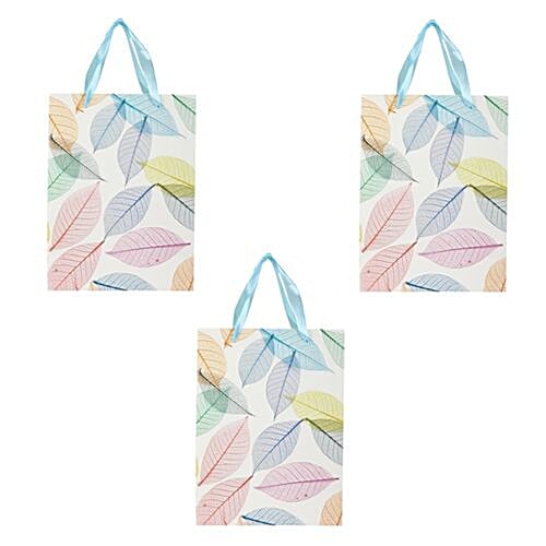 DP Gift/Paper Carry Bag - Small, Multicolour, Leaf Print BB391 S, 3 pcs  