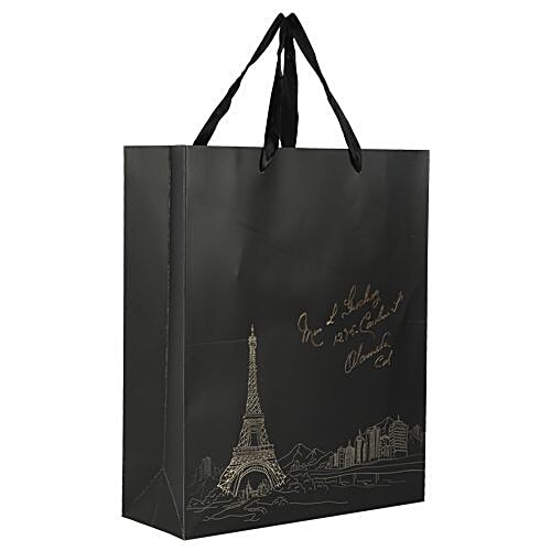 DP Gift/Paper Carry Bag - Medium, Black BB 400M, 3 pcs  