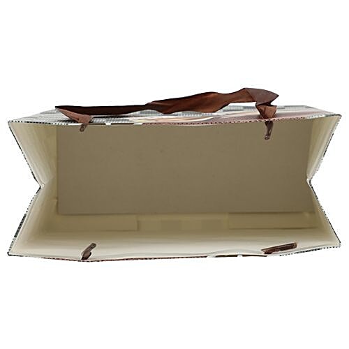 DP Gift/Paper Carry Bag With Bow - Grey & Blue, Check Print BB 402 S, 3 pcs  