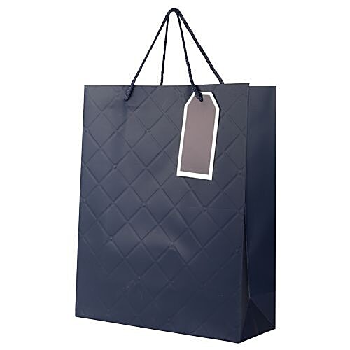 DP Gift/Paper Carry Bag - Medium, Navy Blue, Dimond Shaped Cut Print BB 404 M, 3 pcs  