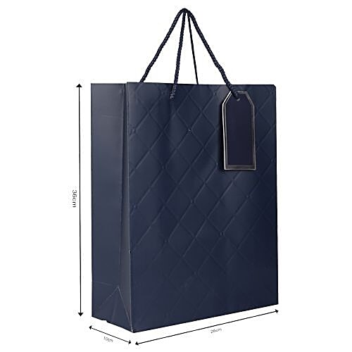 DP Gift/Paper Carry Bag - Medium, Navy Blue, Dimond Shaped Cut Print BB 404 M, 3 pcs  