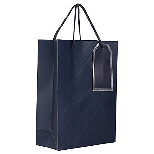 DP Gift/Paper Carry Bag - Small, Navy Blue, Dimond Shape Cut Print BB 404 S, 3 pcs  