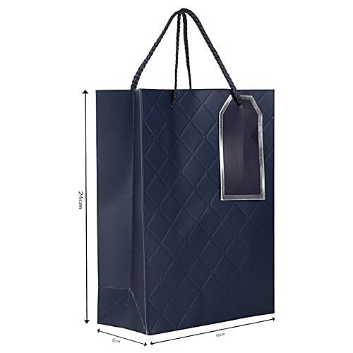 DP Gift/Paper Carry Bag - Small, Navy Blue, Dimond Shape Cut Print BB 404 S, 3 pcs  