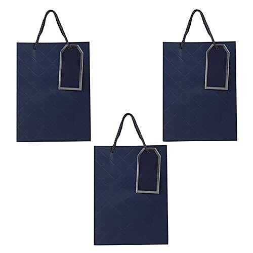 DP Gift/Paper Carry Bag - Small, Navy Blue, Dimond Shape Cut Print BB 404 S, 3 pcs  