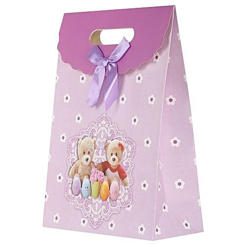 DP Gift/Paper Carry Bag - Small, Purple, Teddy Bear Print BB 408 S, 3 pcs  