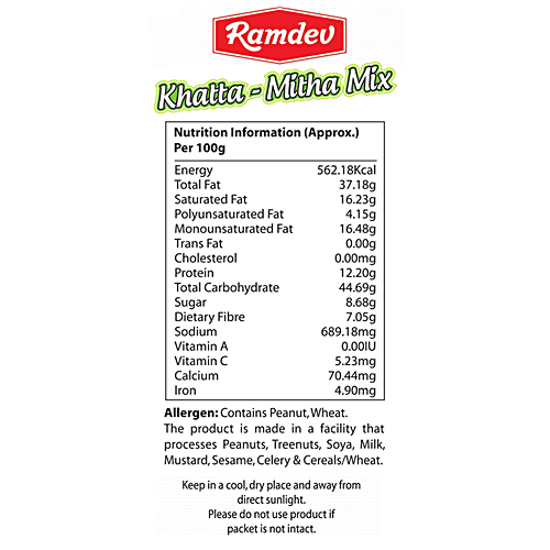 Ramdev Khatta-Mitha Mix, 48 g Pouch Zero Cholesterol, Zero Trans Fat