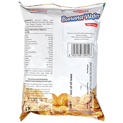 Ramdev Wafer - Banana, Black Pepper, 110 g Pouch 