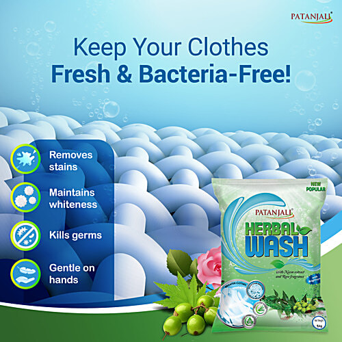 Patanjali Detergent Powder - Herbal Wash, 5 kg  Brighter Clothes, Quick Stain Removal