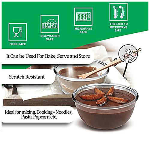 Treo Borosilicate Mixing Bowl Set Without Lid, 3 pcs (500 ml + 1 L + 1.5 L ) 