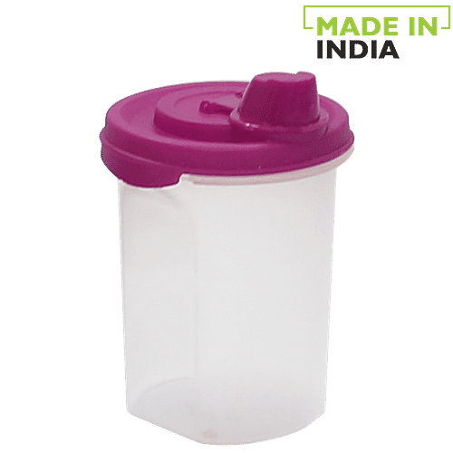 Princeware Plastic Container Set - Transparent, With Violet Lid, L5362, 440 ml  