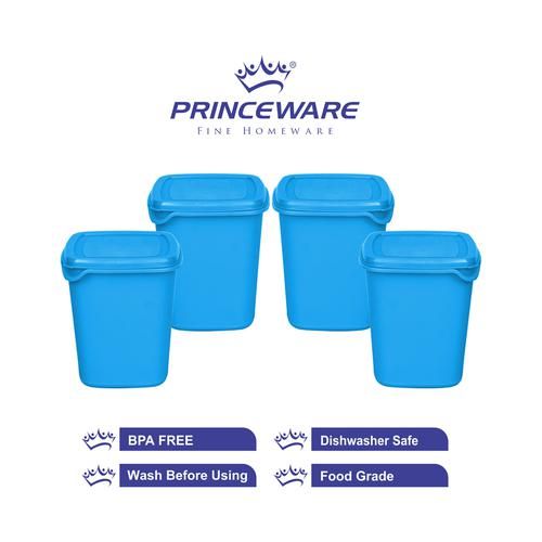 Princeware Pilot Plastic Container - Blue, L5580X4, 490 ml (Set of 4) 
