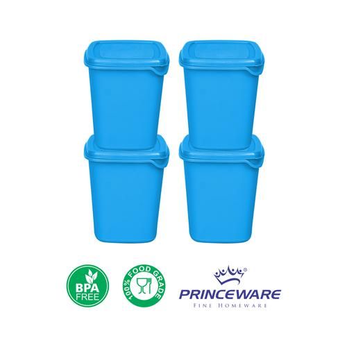 Princeware Pilot Plastic Container - Blue, L5580X4, 490 ml (Set of 4) 