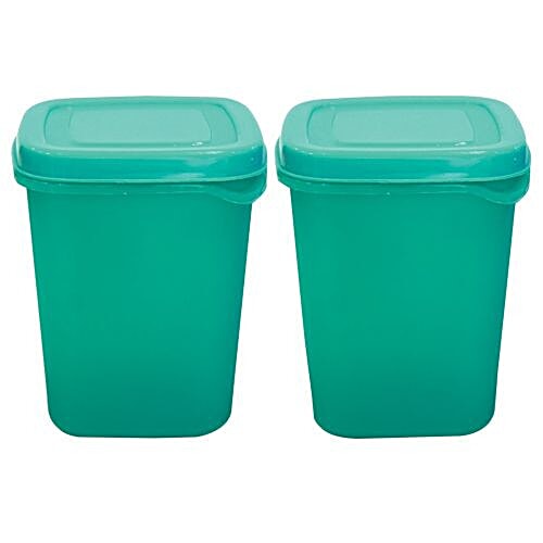 Princeware Pilot Plastic Container - Green, L5582X2, 1.35 L (Set of 2)