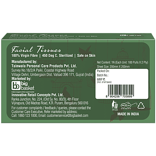 bb home Facial Tissues - 2 Ply, 100 Pulls (Pack of 4)