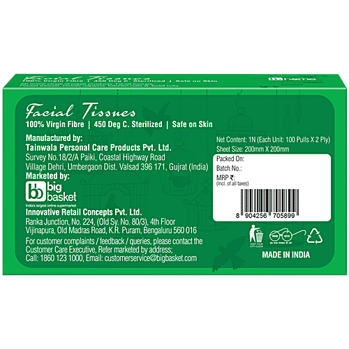 bb home Facial Tissues - 2 Ply, 100 Pulls (Pack of 4)