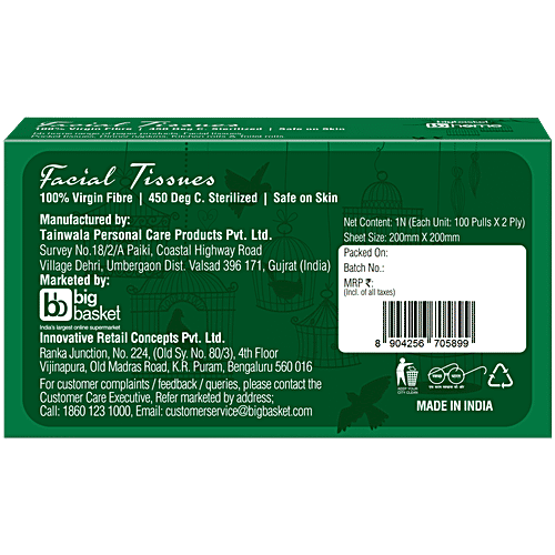 bb home Facial Tissues - 2 Ply, 100 Pulls (Pack of 4)