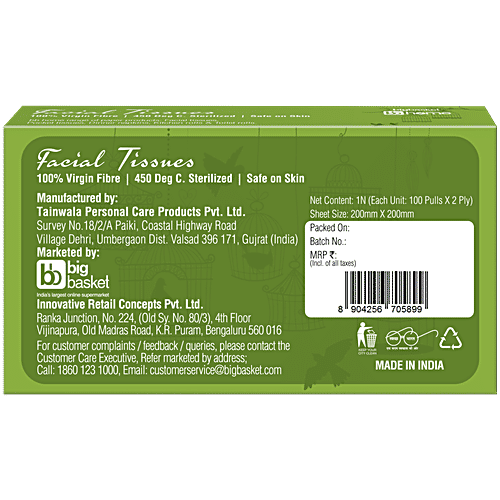 bb home Facial Tissues - 2 Ply, 100 Pulls (Pack of 4)