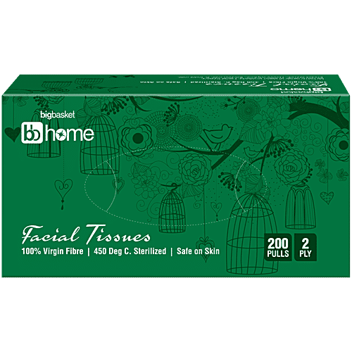 bb home Facial Tissues - 2 Ply, 200 Pulls (Pack of 3) 100% Virgin Fibre, Soft & Absorbent