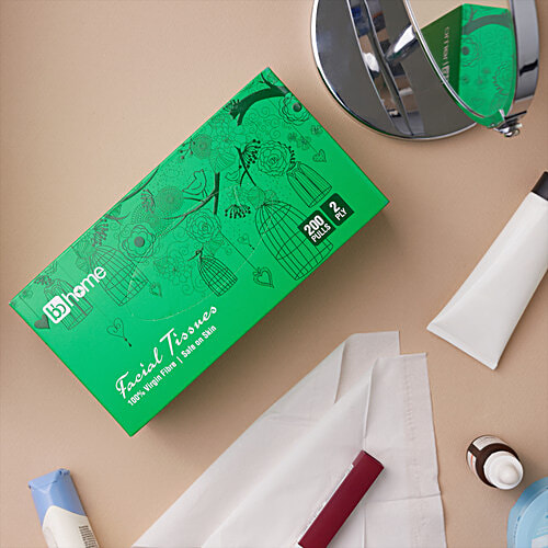 bb home Facial Tissues - 2 Ply, 200 Pulls (Pack of 3) 100% Virgin Fibre, Soft & Absorbent