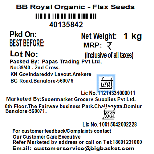 bb Royal Organic - Flax Seeds, 1 kg  