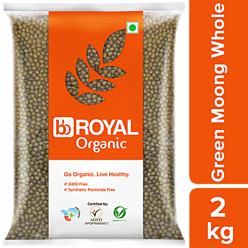 bb Royal Organic - Green Moong Whole/Moong Sabut, 2 kg  