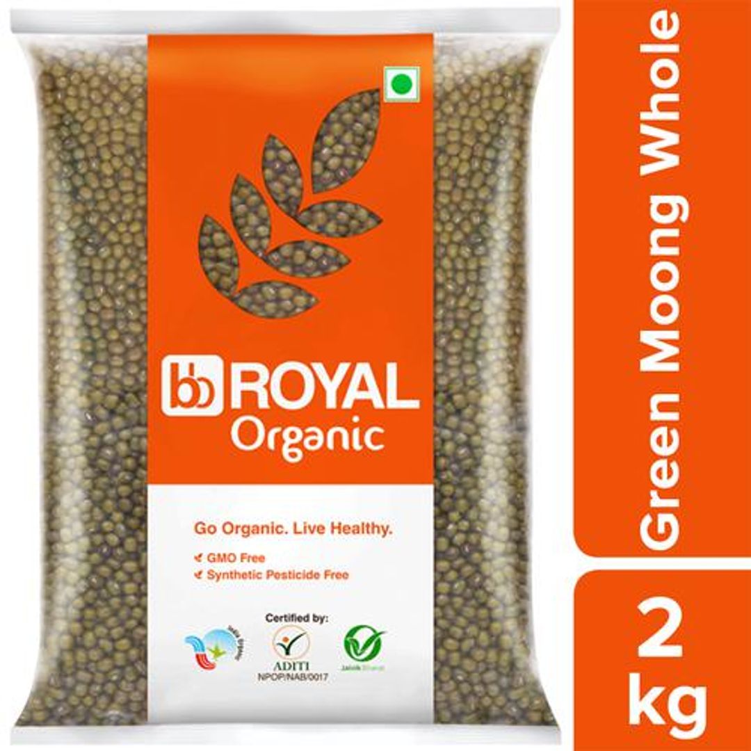 BB Royal Organic - Green Moong Whole/Hesaru Kaalu, 2 kg 