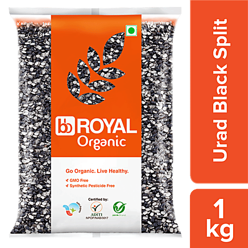 bb Royal Organic - Urad Dal/Udid Dal, Black (Split), 1 kg GMO Free, Synthetic Pesticide Free
