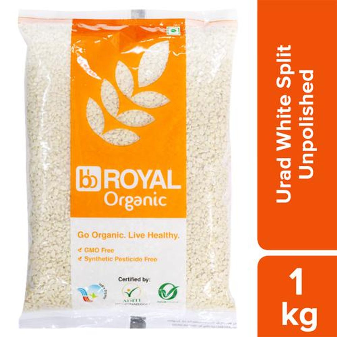 BB Royal Organic - Urad Dal/Uddina Bele, White (Split), Unpolished, 1 kg 