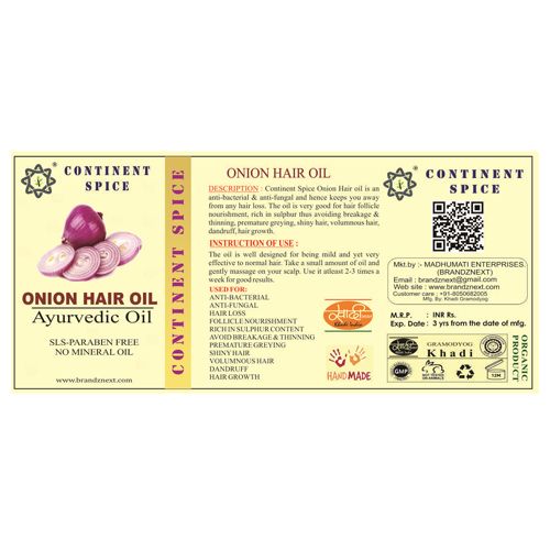 Buy Continent Spice Khadi Ayurvedic Onion Hair Oil - Prevents Hair Loss &  Dandruff, Handmade, SLS-Paraben Free Online at Best Price of Rs 350 -  bigbasket