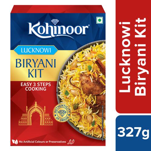 Kohinoor Biryani Basmati Rice/Basmati Akki Kit - Authentic Lucknowi, 327 g (Ready to Cook) No Artificial Colours or Preservatives