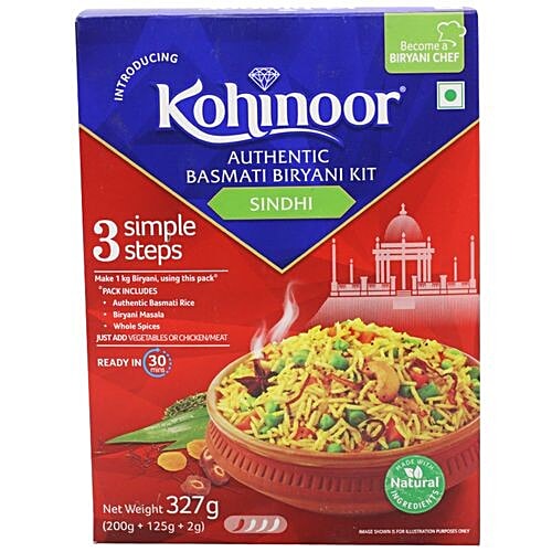 Kohinoor Biryani Basmati Rice/Basmati Akki Kit - Authentic Sindhi, 327 g (Ready to Cook) 