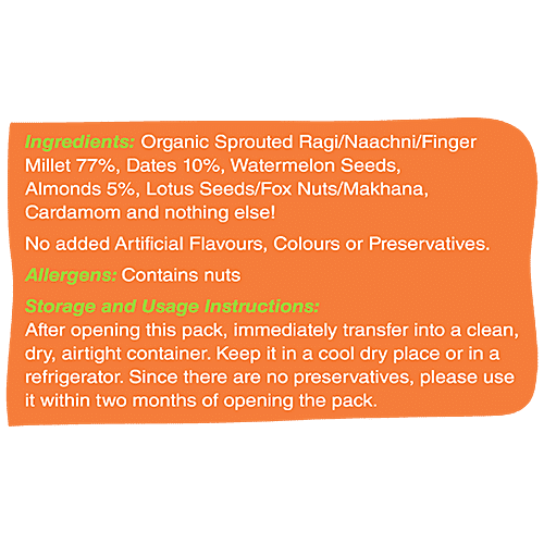 Early Foods Organic Sprouted Ragi, Almond & Dates Porridge Mix - Vegan, Gluten Free, 200 g  No Preservatives, No Artificial Flavours