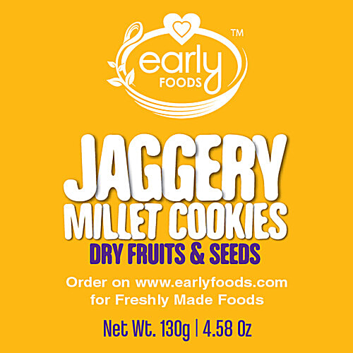 Early Foods Jaggery Millet Cookies - Dry Fruits & Seeds, No Preservatives & Additives, 130 g No Preservatives, No Additives
