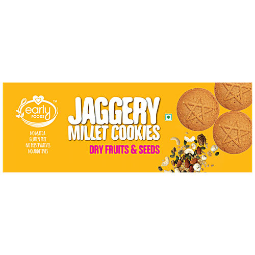 Buy Early Foods Jaggery Millet Cookies Dry Fruits & Seeds, No