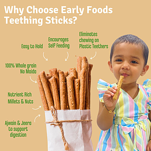 Early Foods Ajwain & Jeera Teething Sticks, 150 g No Preservatives, No Additives, No Milk, No Maida, No Refined Sugar