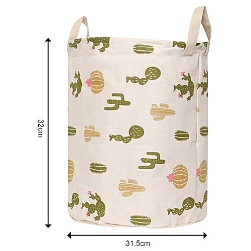 DP Clothes Storage/Laundry Bag - BB-557, Printed, Fabric, Washable, Durable, 32 X 31.5 cm, Off White, 1 pc Lightweight, Durable